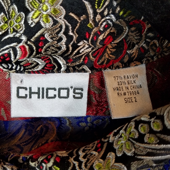 Chico's Dressy Silk Blend Multicolored Top Jacket - Picture 6 of 8